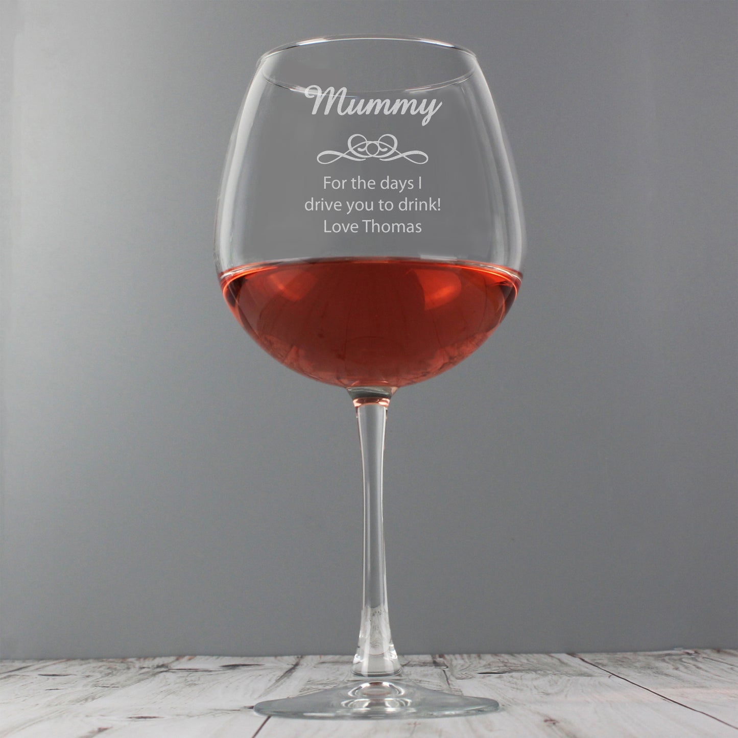 Personalised Decorative Bottle of Wine Glass - MK&JD Gifts