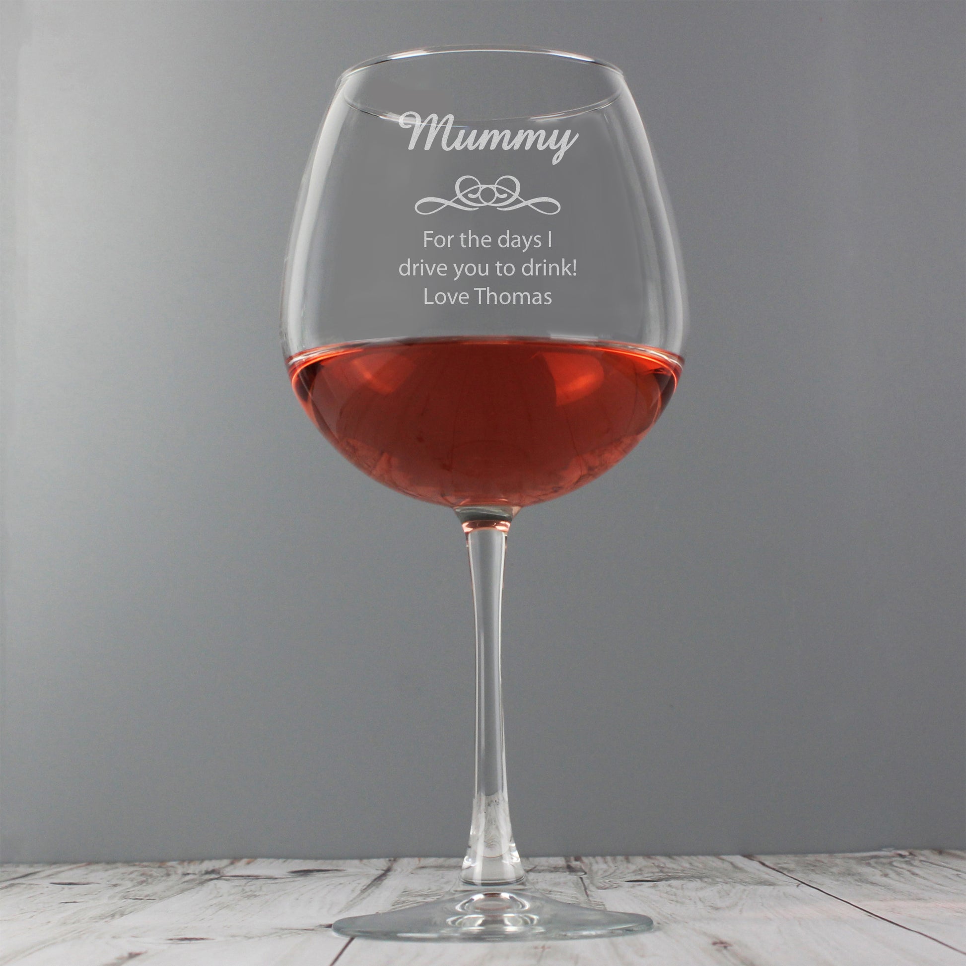 Personalised Decorative Bottle of Wine Glass - MK&JD Gifts