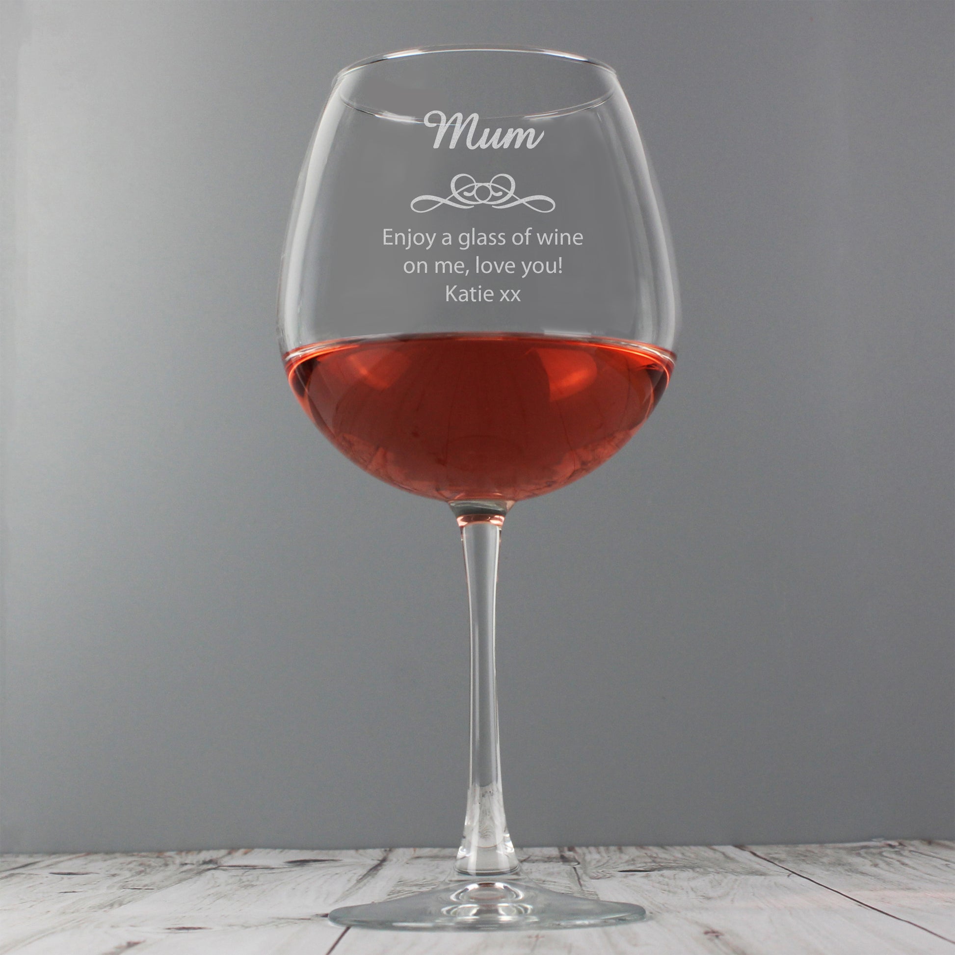 Personalised Decorative Bottle of Wine Glass - MK&JD Gifts