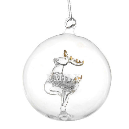 Personalised Name Only Reindeer Glass Bauble - MK&JD Gifts
