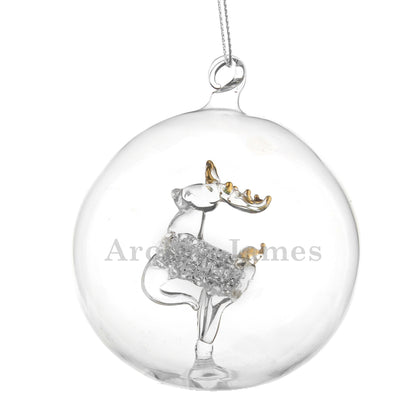 Personalised Name Only Reindeer Glass Bauble - MK&JD Gifts