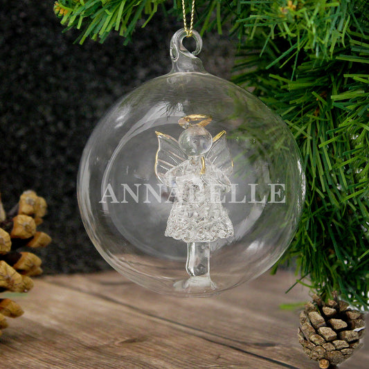 Personalised Name Only Angel Glass Bauble - MK&JD Gifts