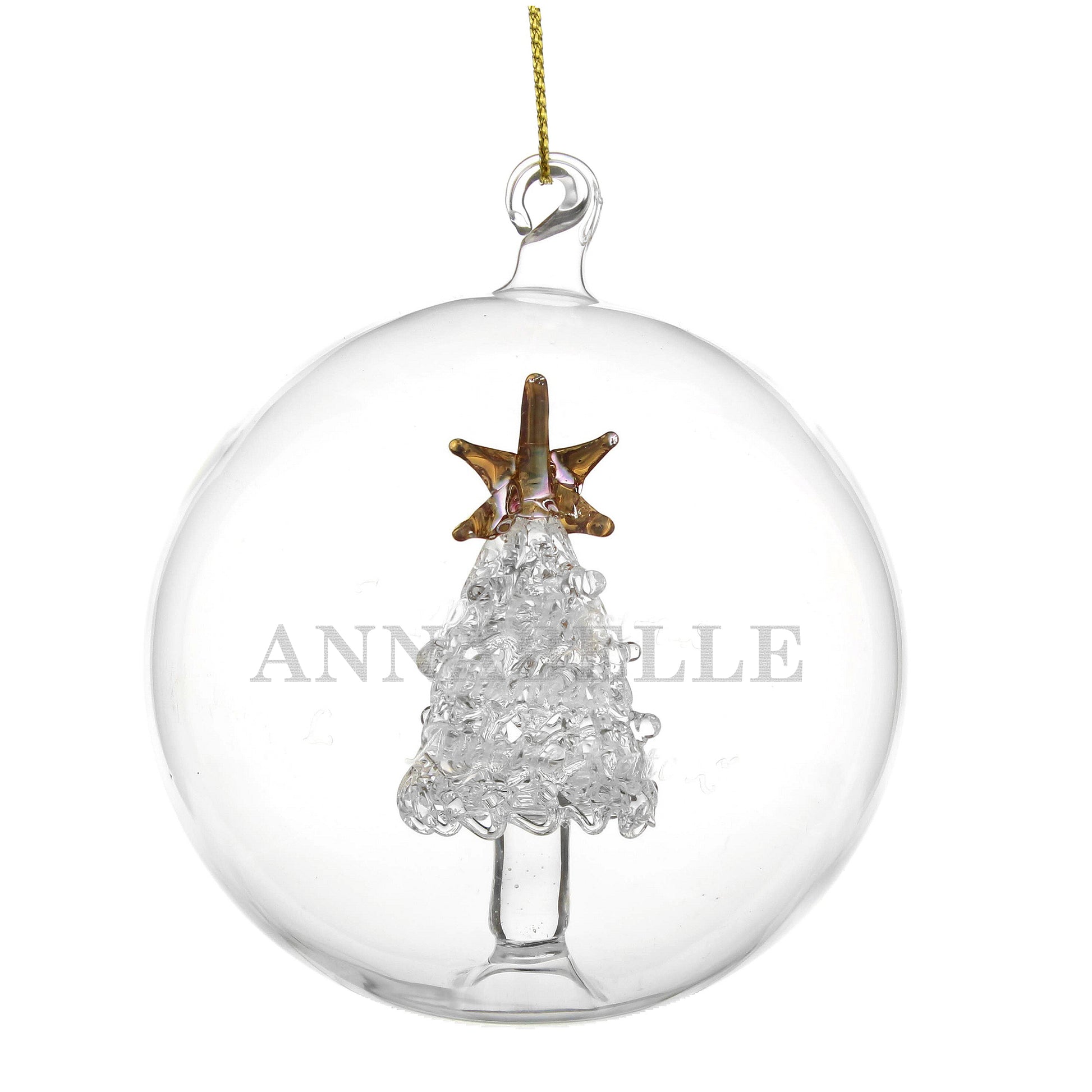 Personalised Name Only Christmas Tree Glass Bauble - MK&JD Gifts