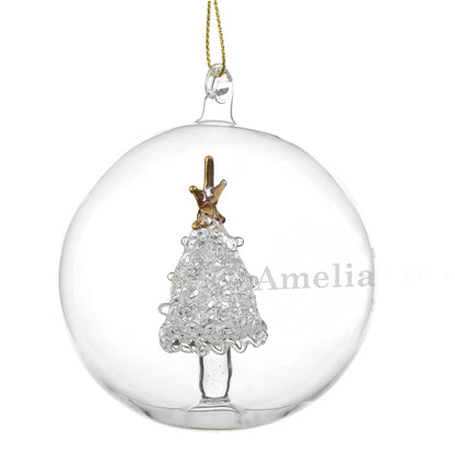Personalised Name Only Christmas Tree Glass Bauble - MK&JD Gifts