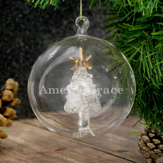 Personalised Name Only Christmas Tree Glass Bauble - MK&JD Gifts