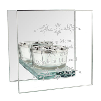 Personalised Sentiments Mirrored Glass Tea Light Candle Holder - MK&JD Gifts