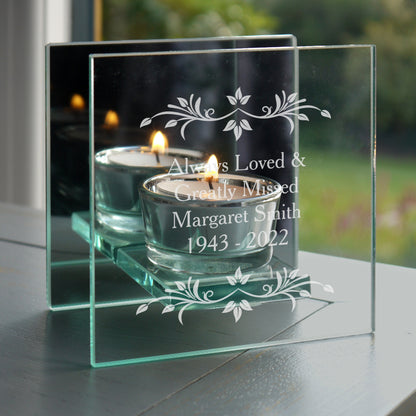 Personalised Sentiments Mirrored Glass Tea Light Candle Holder - MK&JD Gifts