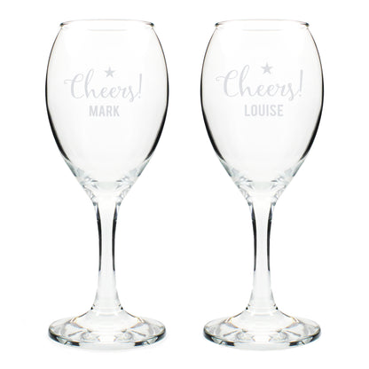 Personalised Cheers Wine Glass Set - MK&JD Gifts