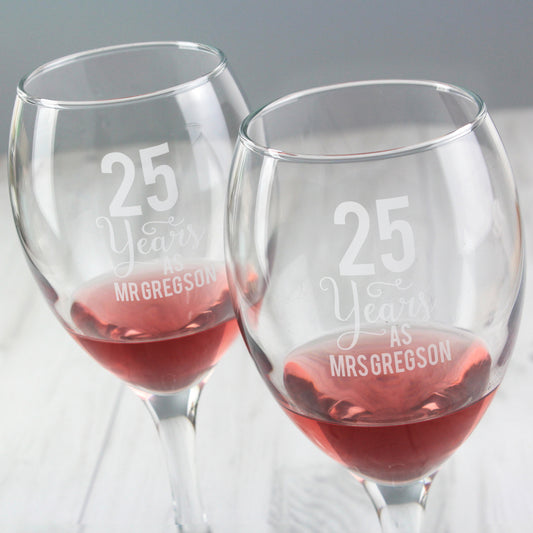 Personalised Years As... Wine Glass Set - MK&JD Gifts