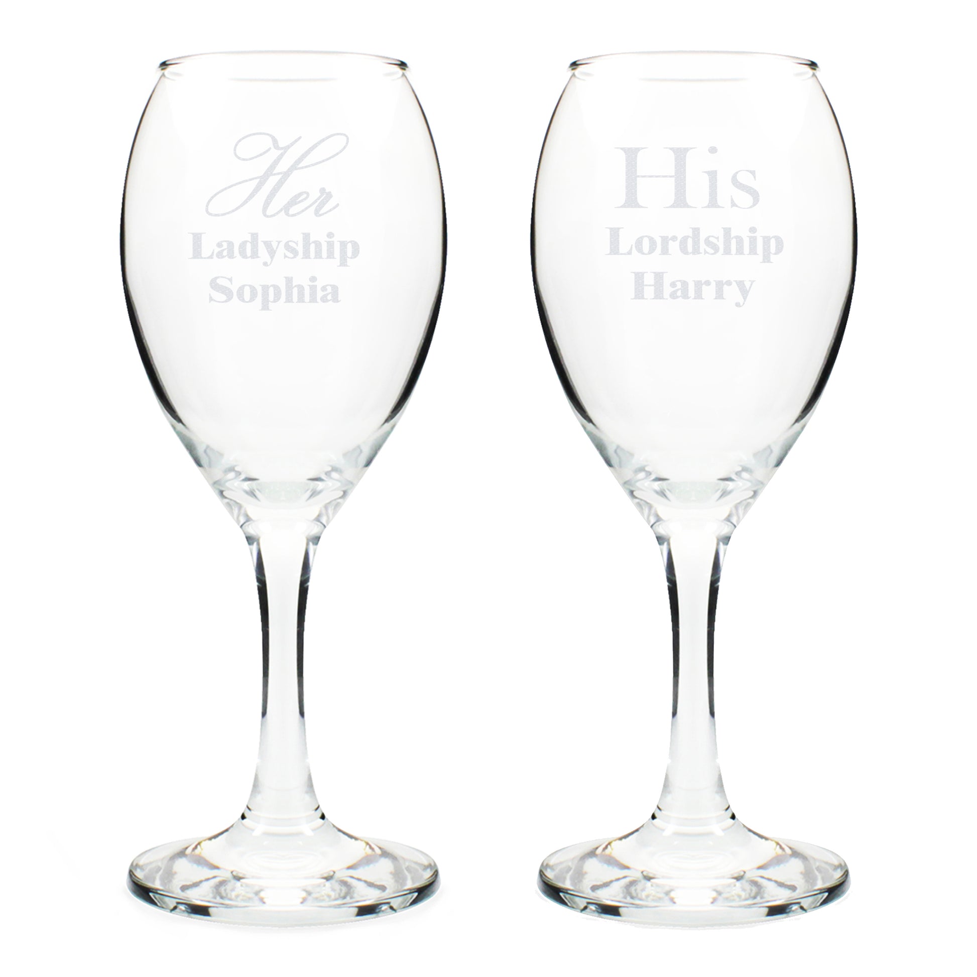 Personalised His & Her Wine Glass Set - MK&JD Gifts