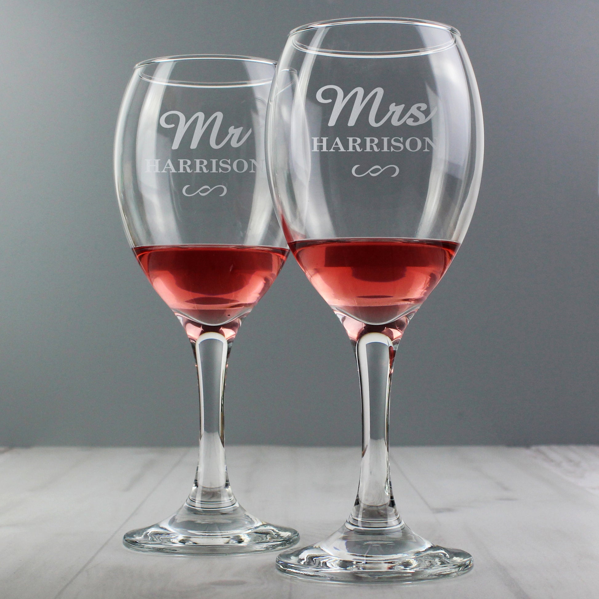 Personalised Mr & Mrs Wine Glass Set - MK&JD Gifts