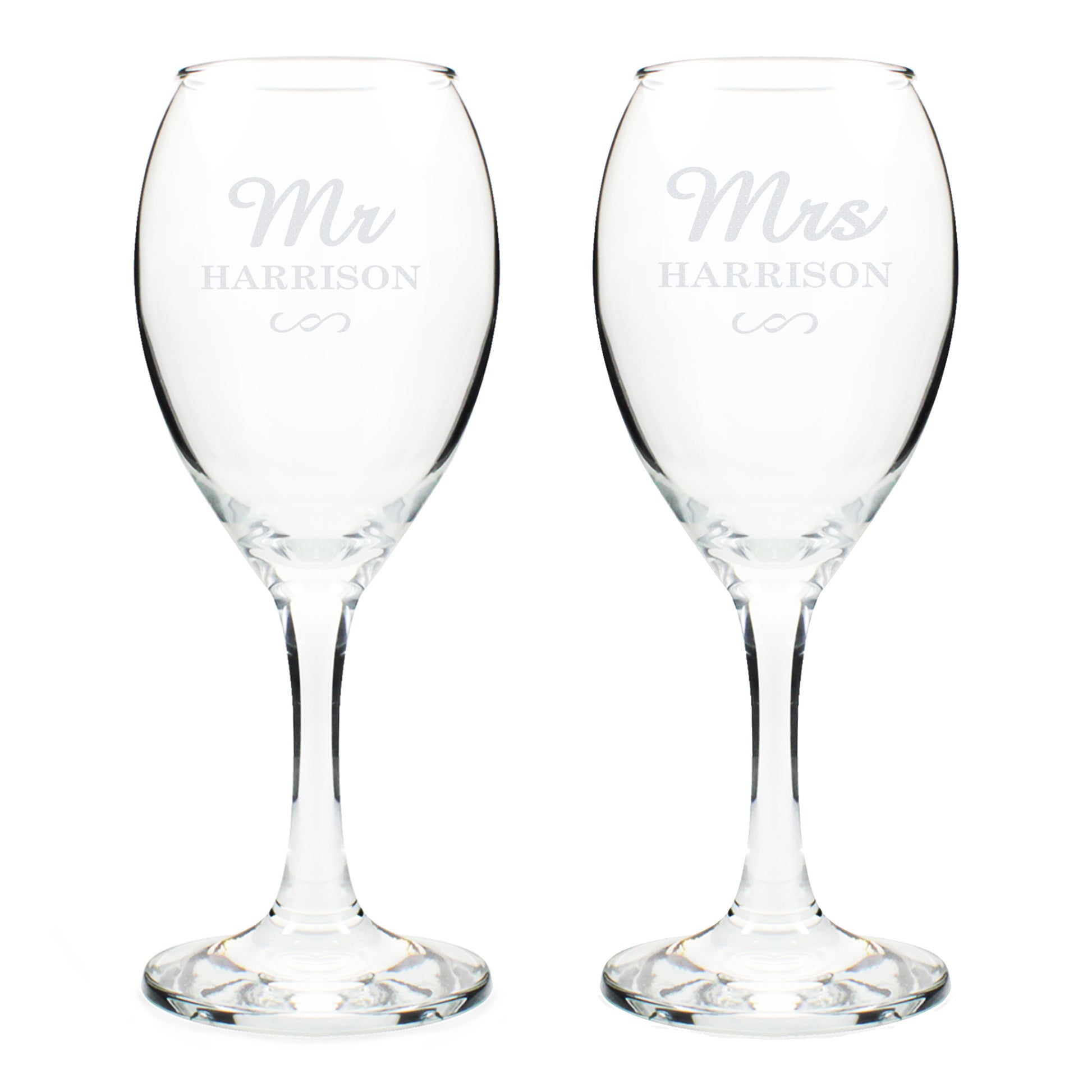Personalised Mr & Mrs Wine Glass Set - MK&JD Gifts