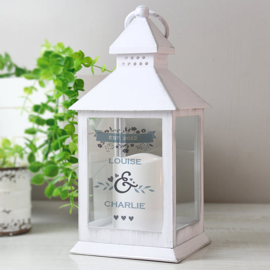 Personalised Couples Special Date White Lantern - MK&JD Gifts