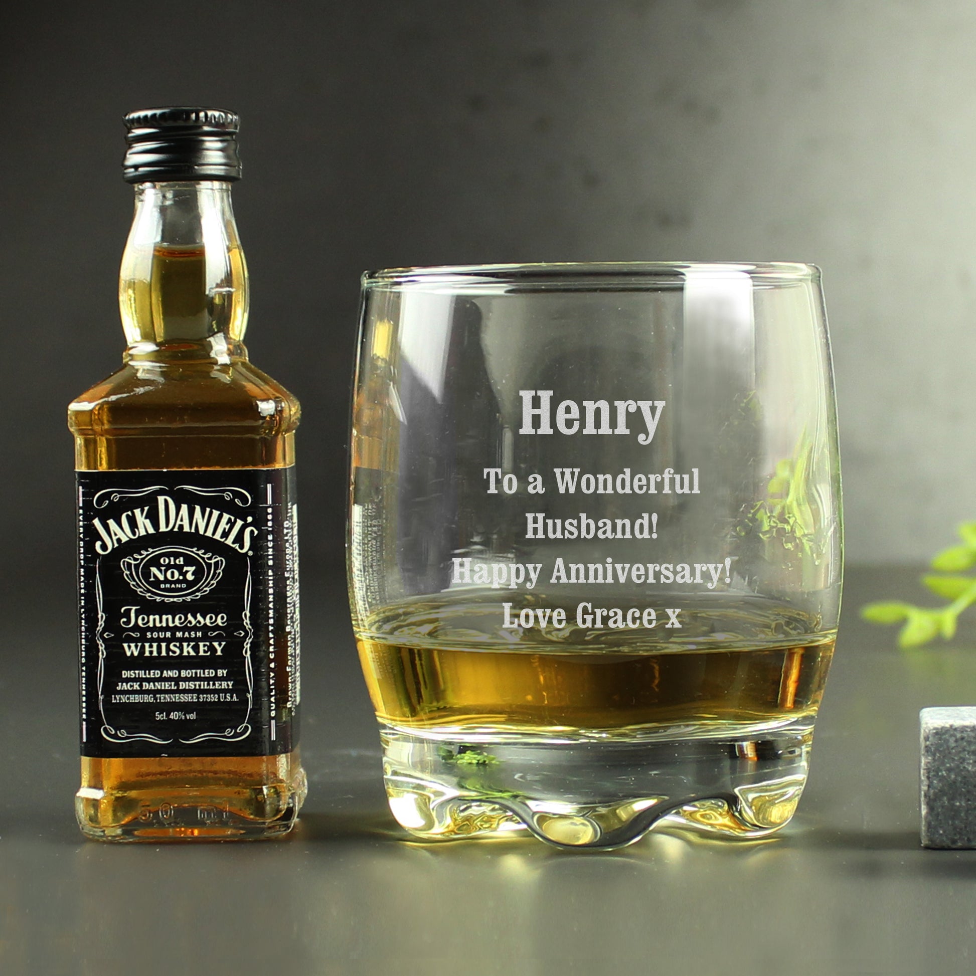 Personalised Tumbler and Whiskey Miniature Set - MK&JD Gifts