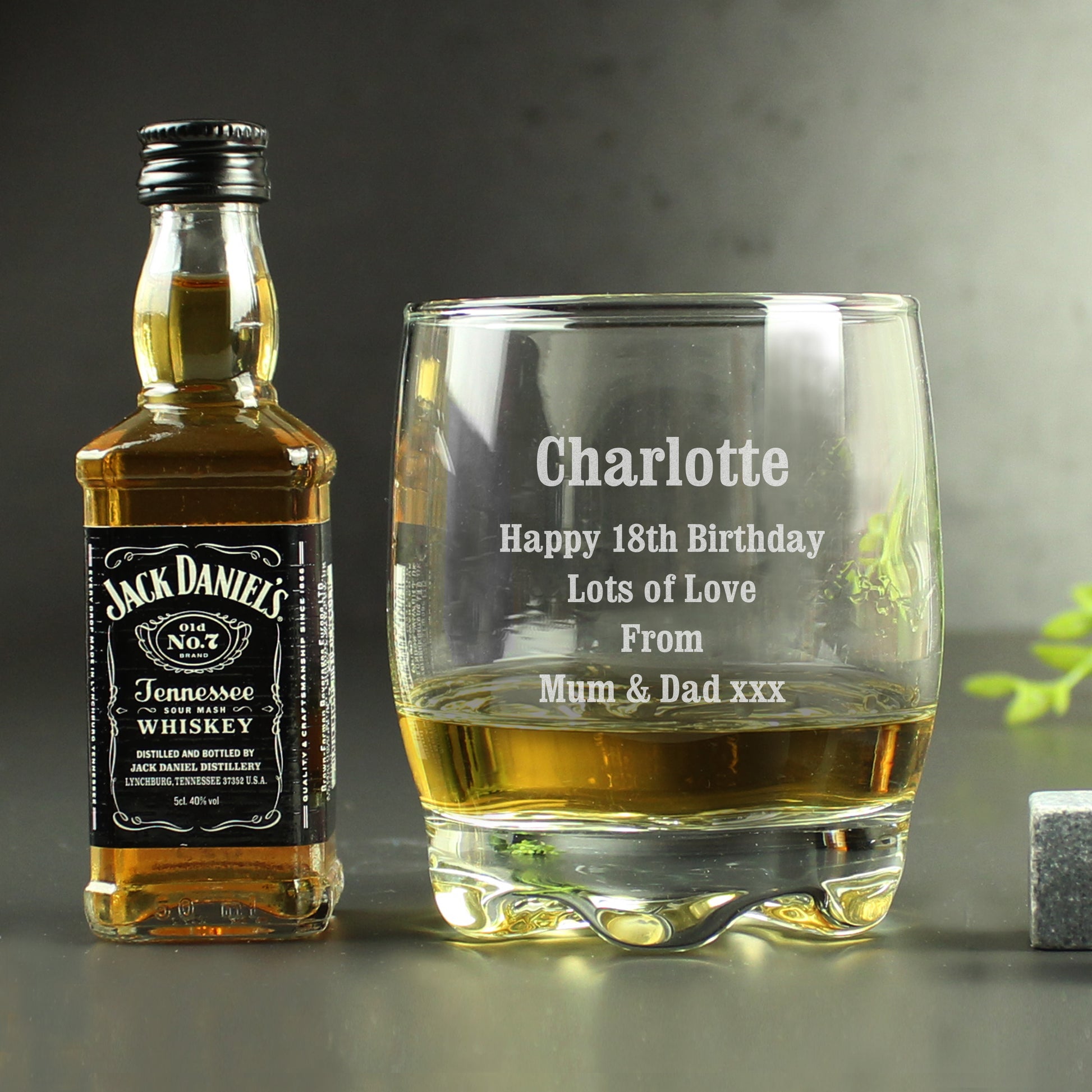 Personalised Tumbler and Whiskey Miniature Set - MK&JD Gifts