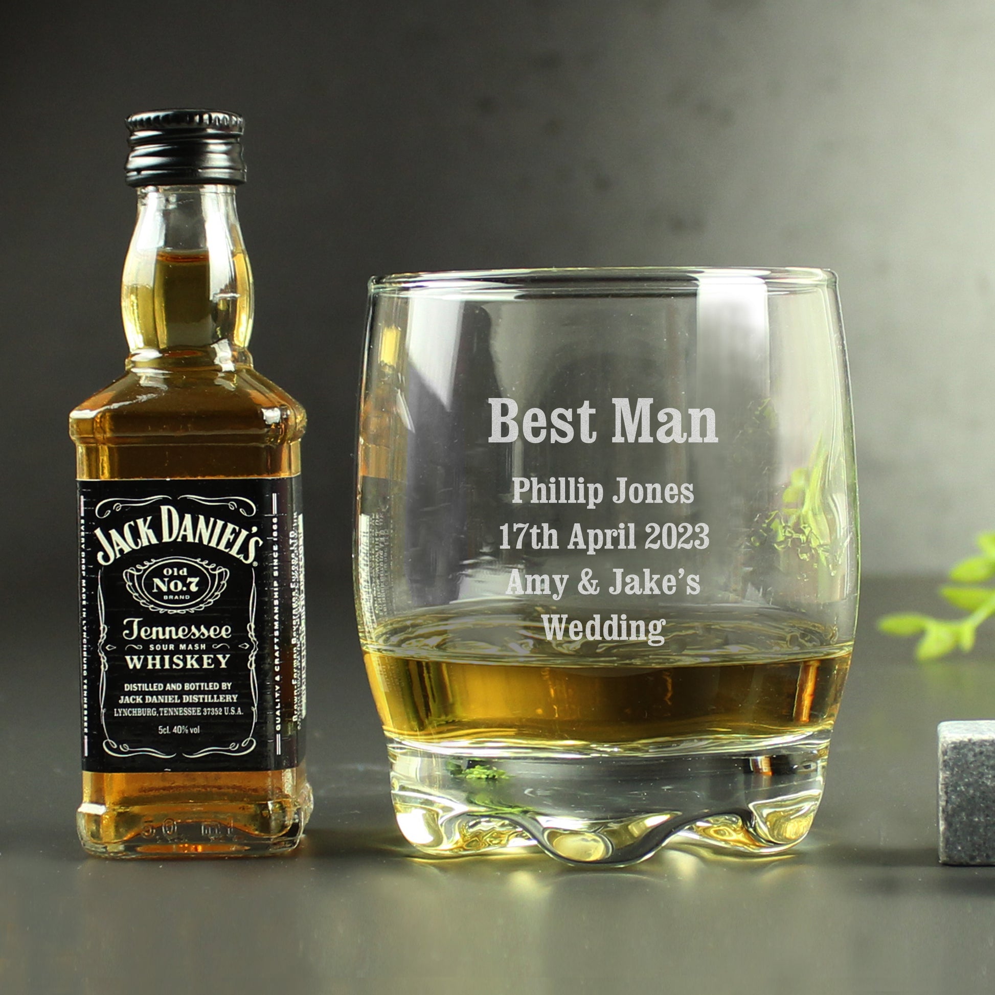 Personalised Tumbler and Whiskey Miniature Set - MK&JD Gifts