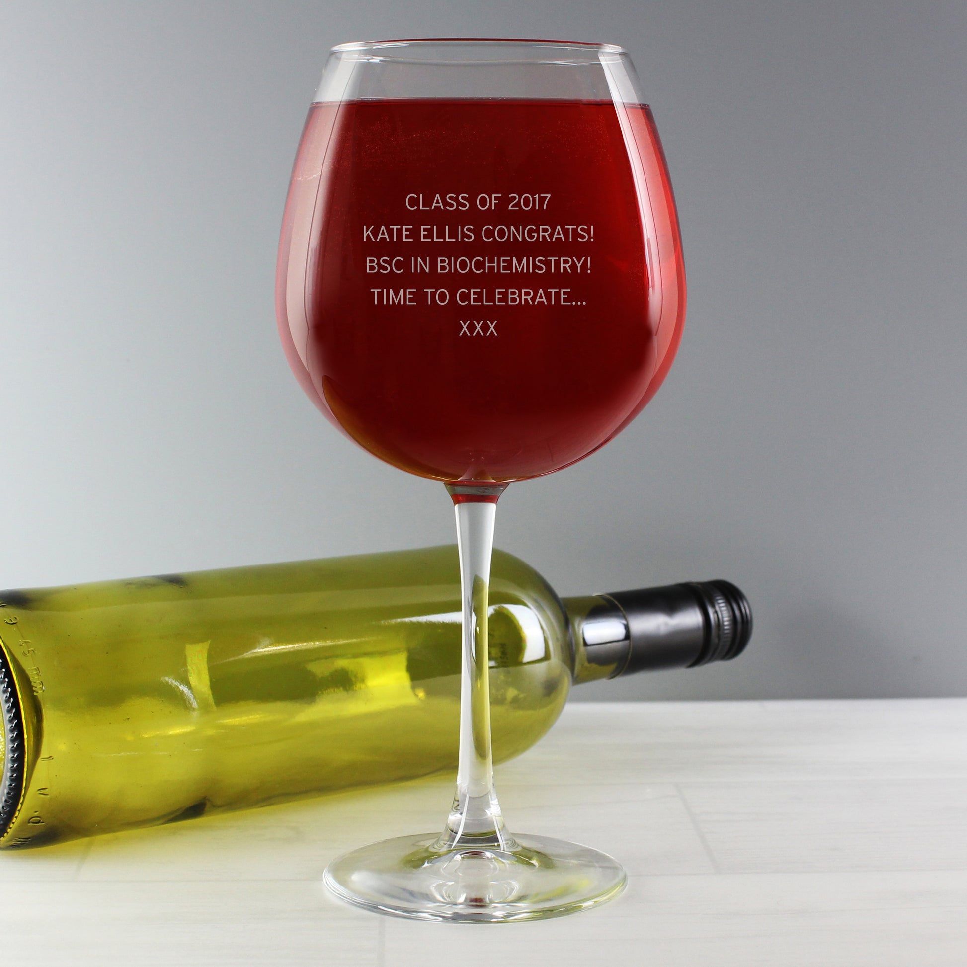 Personalised Bold Statement Bottle of Wine Glass - MK&JD Gifts