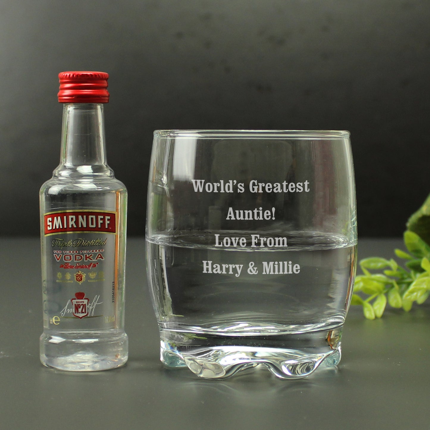 Personalised Tumbler and Smirnoff Vodka Miniature Set - MK&JD Gifts
