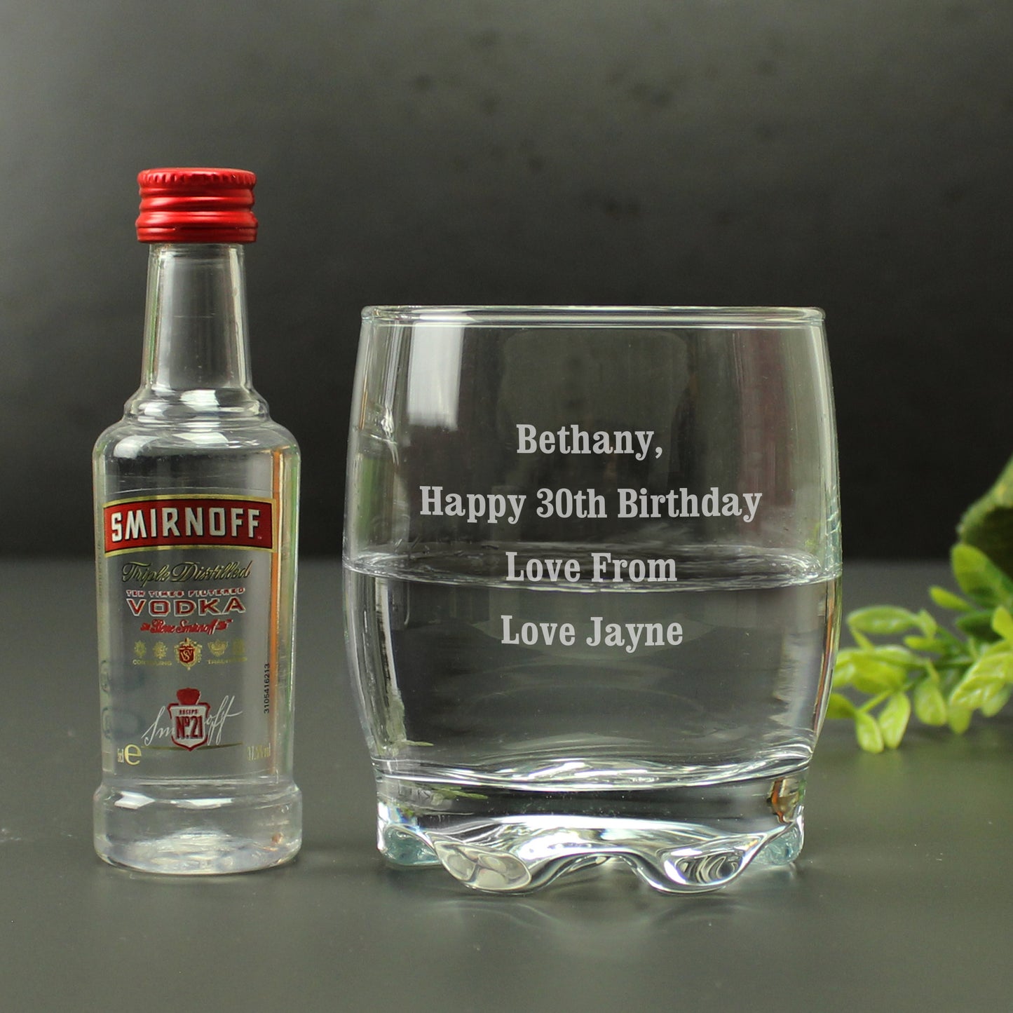 Personalised Tumbler and Smirnoff Vodka Miniature Set - MK&JD Gifts