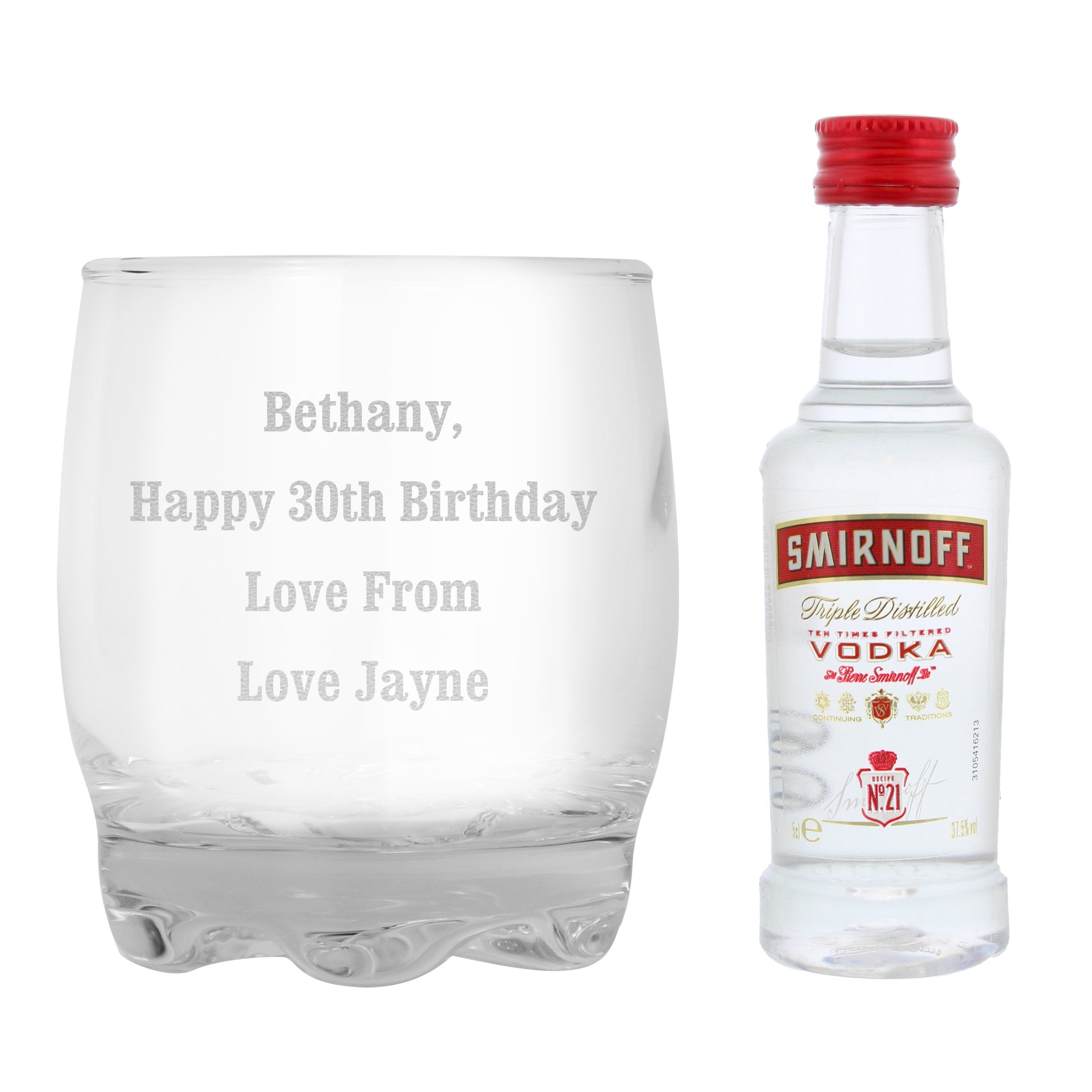 Personalised Tumbler and Smirnoff Vodka Miniature Set - MK&JD Gifts