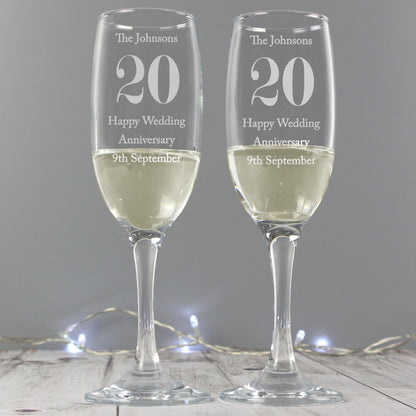 Personalised Anniversary Pair of Flutes - MK&JD Gifts