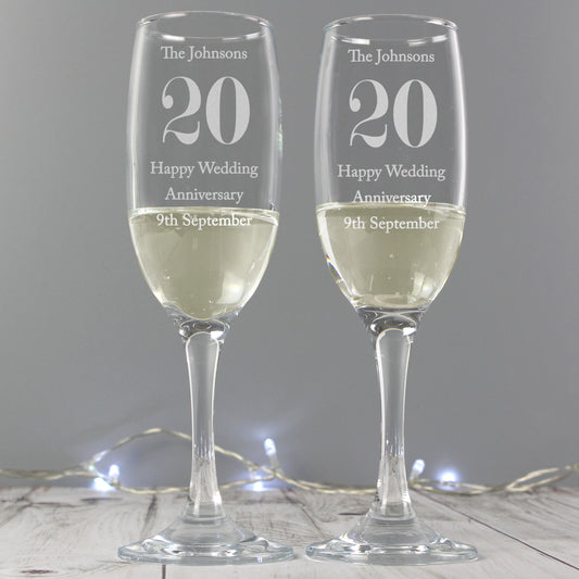 Personalised Anniversary Pair of Flutes - MK&JD Gifts