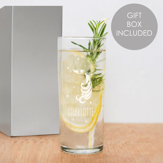 Personalised Unicorn Engraved Hi Ball Glass - MK&JD Gifts