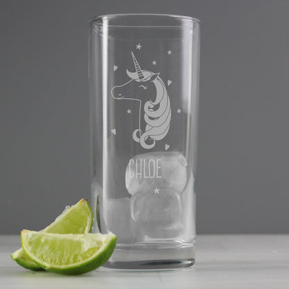 Personalised Unicorn Engraved Hi Ball Glass - MK&JD Gifts