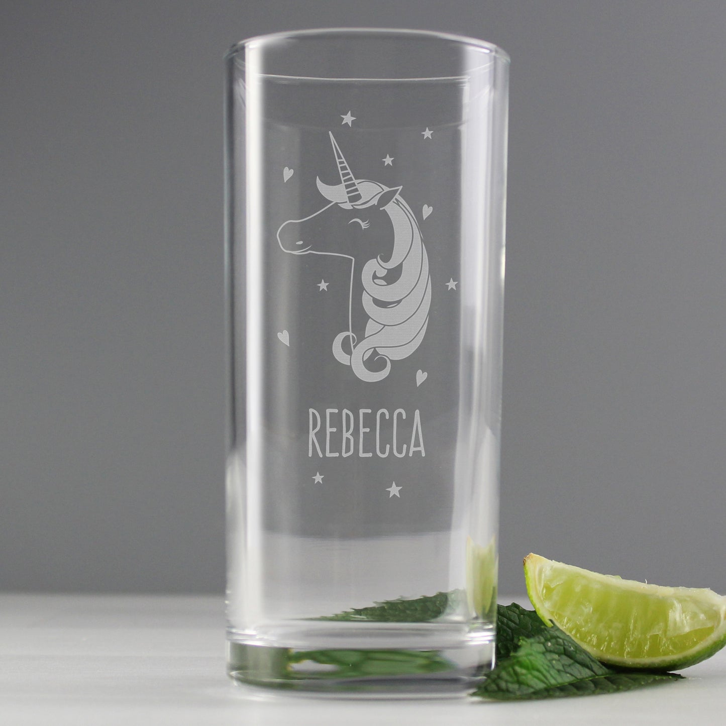 Personalised Unicorn Engraved Hi Ball Glass - MK&JD Gifts