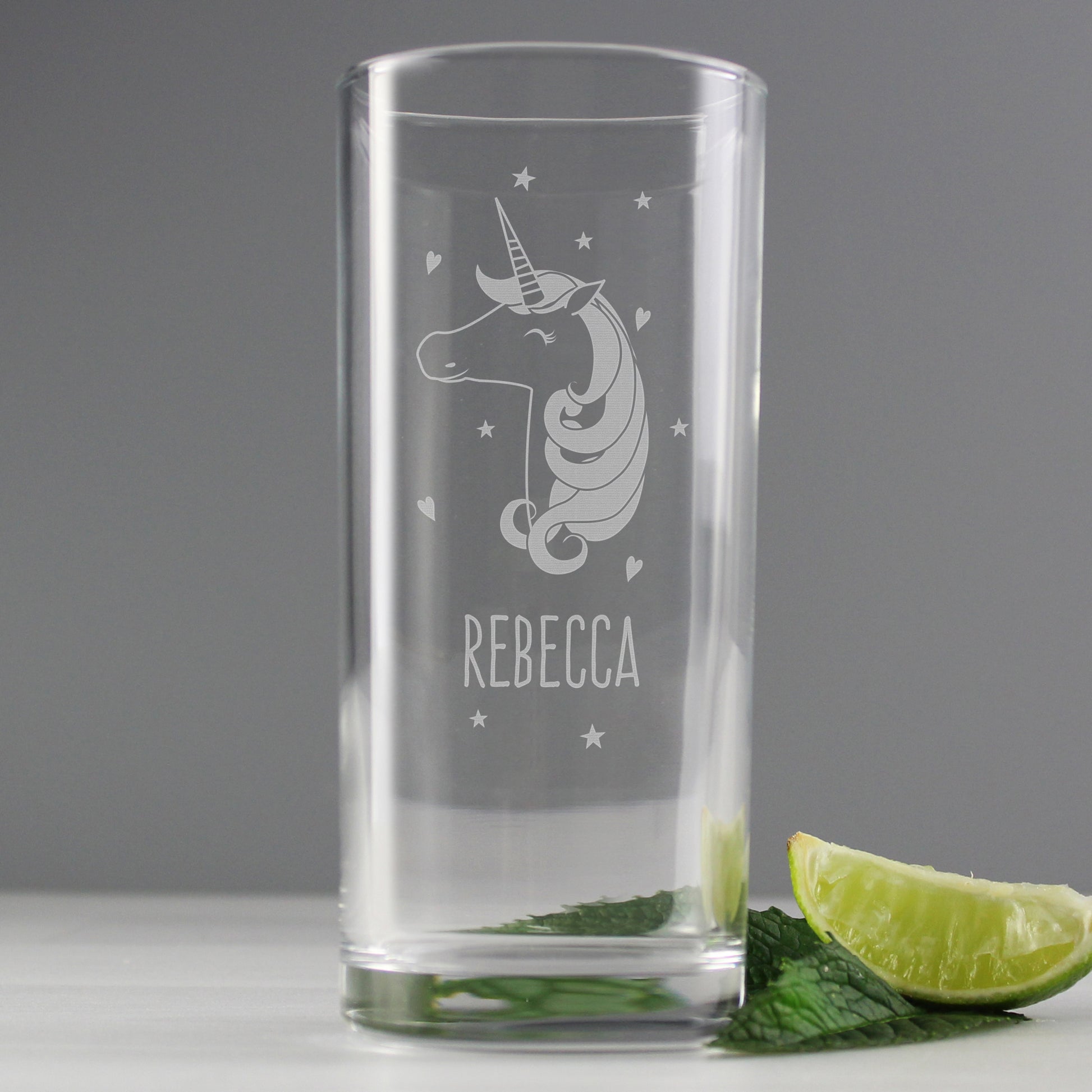 Personalised Unicorn Engraved Hi Ball Glass - MK&JD Gifts