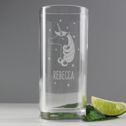 Personalised Unicorn Engraved Hi Ball Glass - MK&JD Gifts