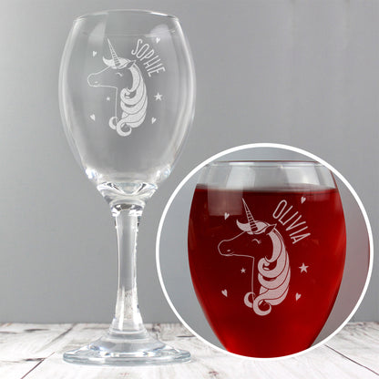 Personalised Unicorn Engraved Wine Glass - MK&JD Gifts