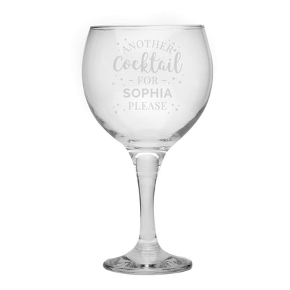 Personalised Another Cocktail Balloon Glass - MK&JD Gifts