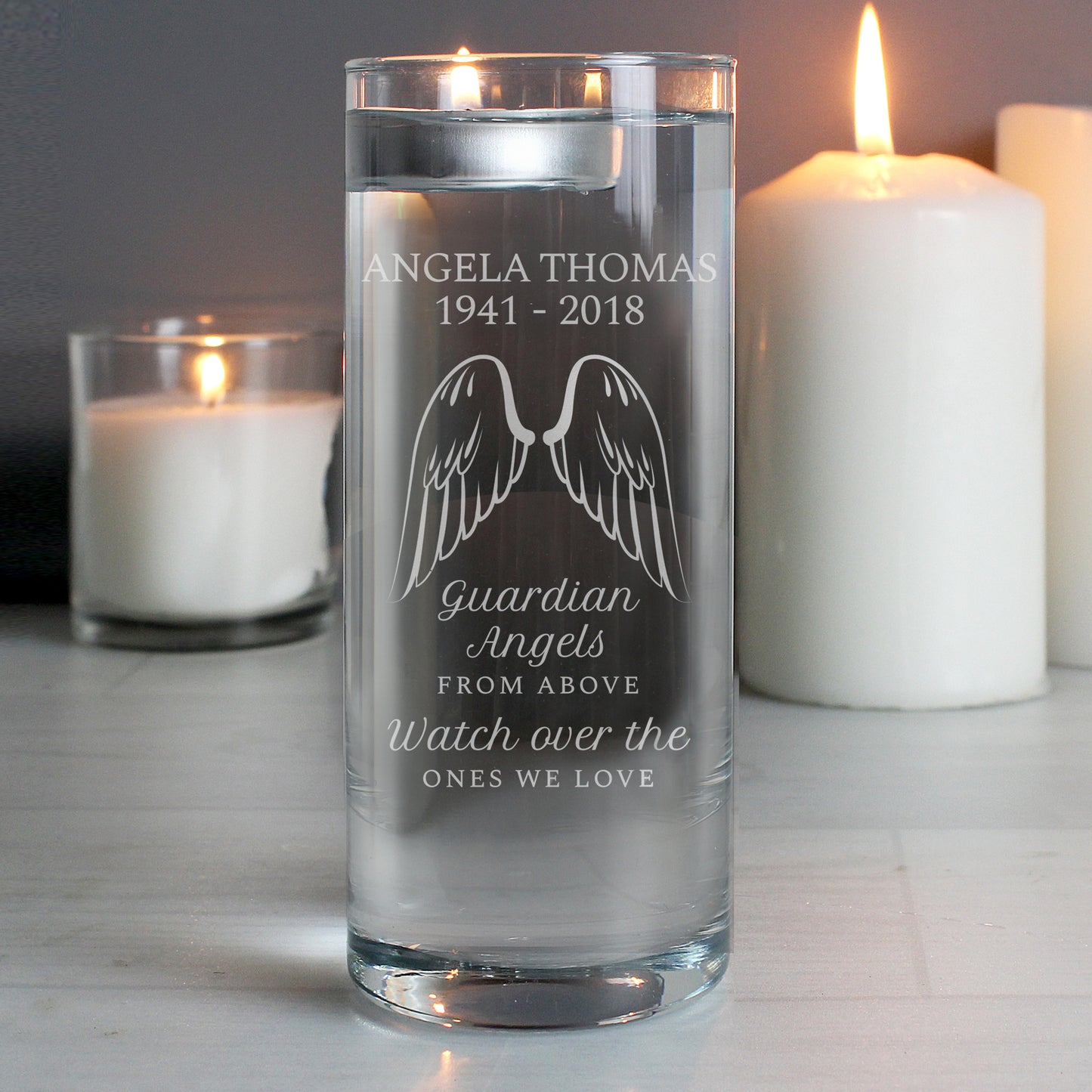 Personalised Guardian Angel Wings Floating Candle Holder - MK&JD Gifts