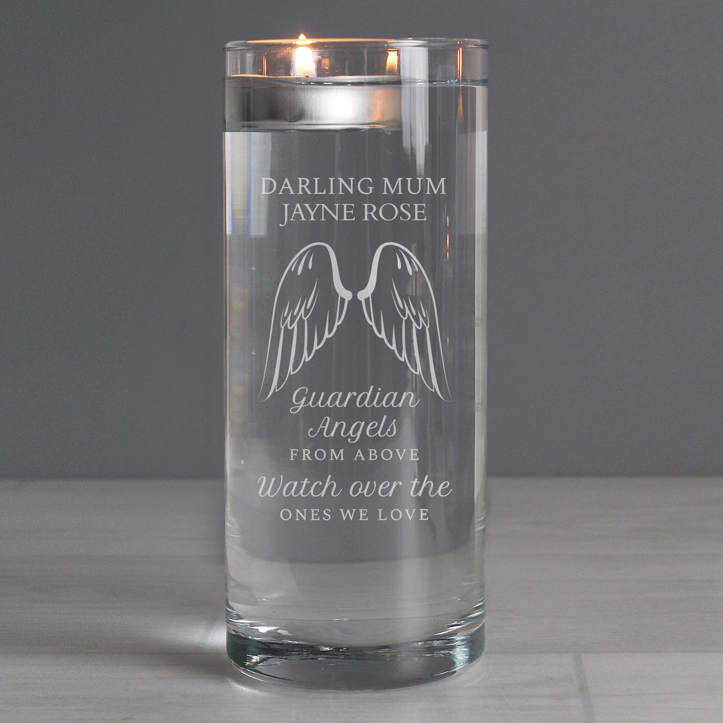 Personalised Guardian Angel Wings Floating Candle Holder - MK&JD Gifts