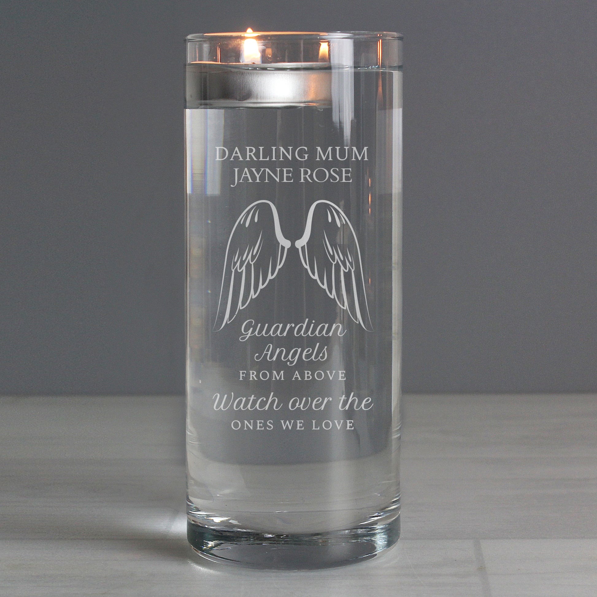 Personalised Guardian Angel Wings Floating Candle Holder - MK&JD Gifts