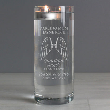 Personalised Guardian Angel Wings Floating Candle Holder - MK&JD Gifts