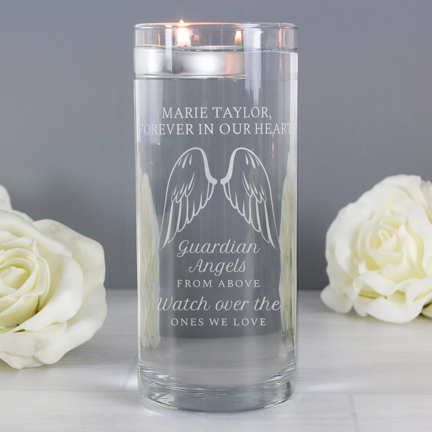 Personalised Guardian Angel Wings Floating Candle Holder - MK&JD Gifts