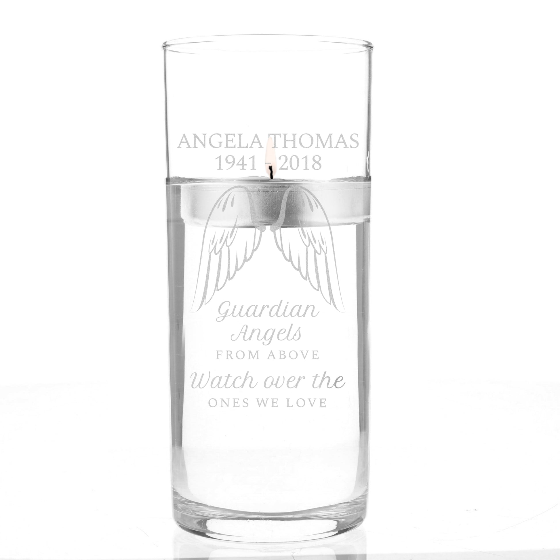 Personalised Guardian Angel Wings Floating Candle Holder - MK&JD Gifts