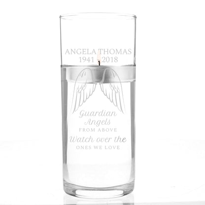 Personalised Guardian Angel Wings Floating Candle Holder - MK&JD Gifts