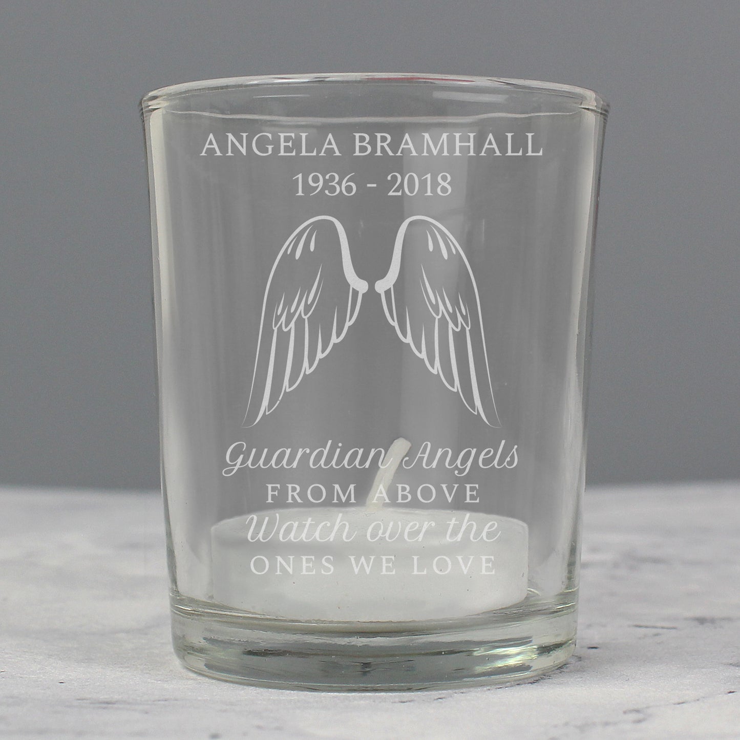 Personalised Guardian Angel Wings Votive Candle Holder - MK&JD Gifts