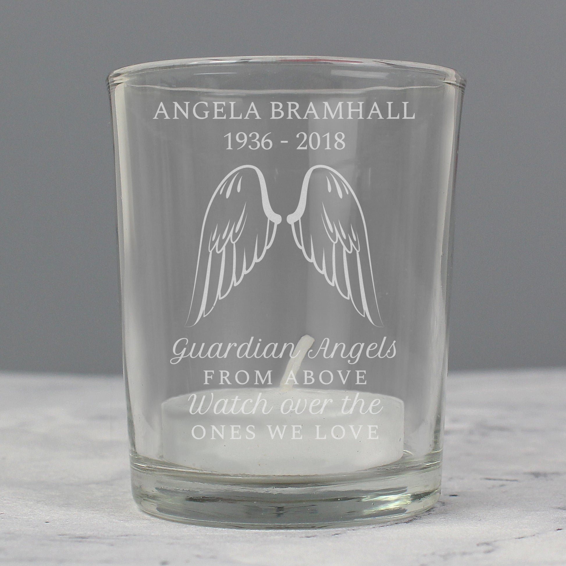 Personalised Guardian Angel Wings Votive Candle Holder - MK&JD Gifts