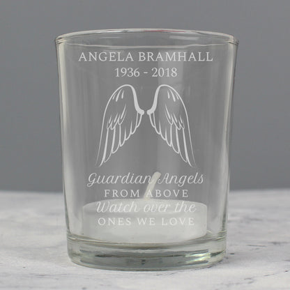 Personalised Guardian Angel Wings Votive Candle Holder - MK&JD Gifts