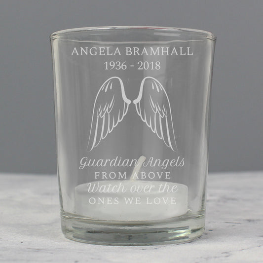 Personalised Guardian Angel Wings Votive Candle Holder - MK&JD Gifts