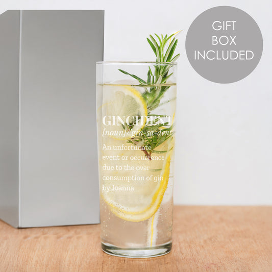 Personalised Gincident Hi Ball Glass - MK&JD Gifts