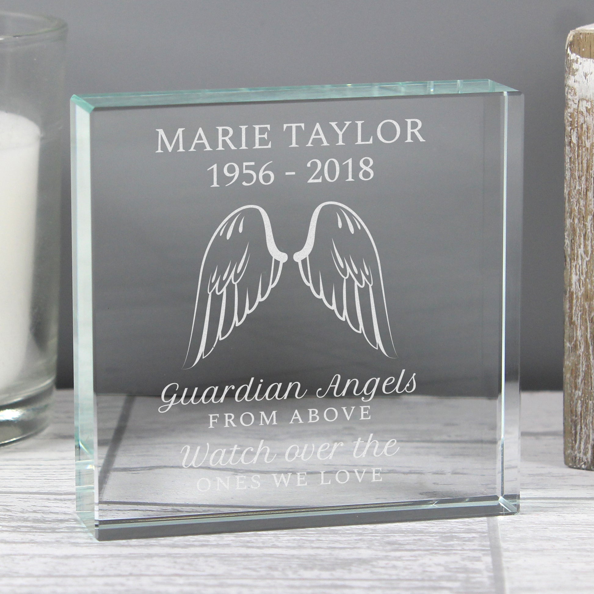 Personalised Guardian Angel Wings Crystal Token - MK&JD Gifts