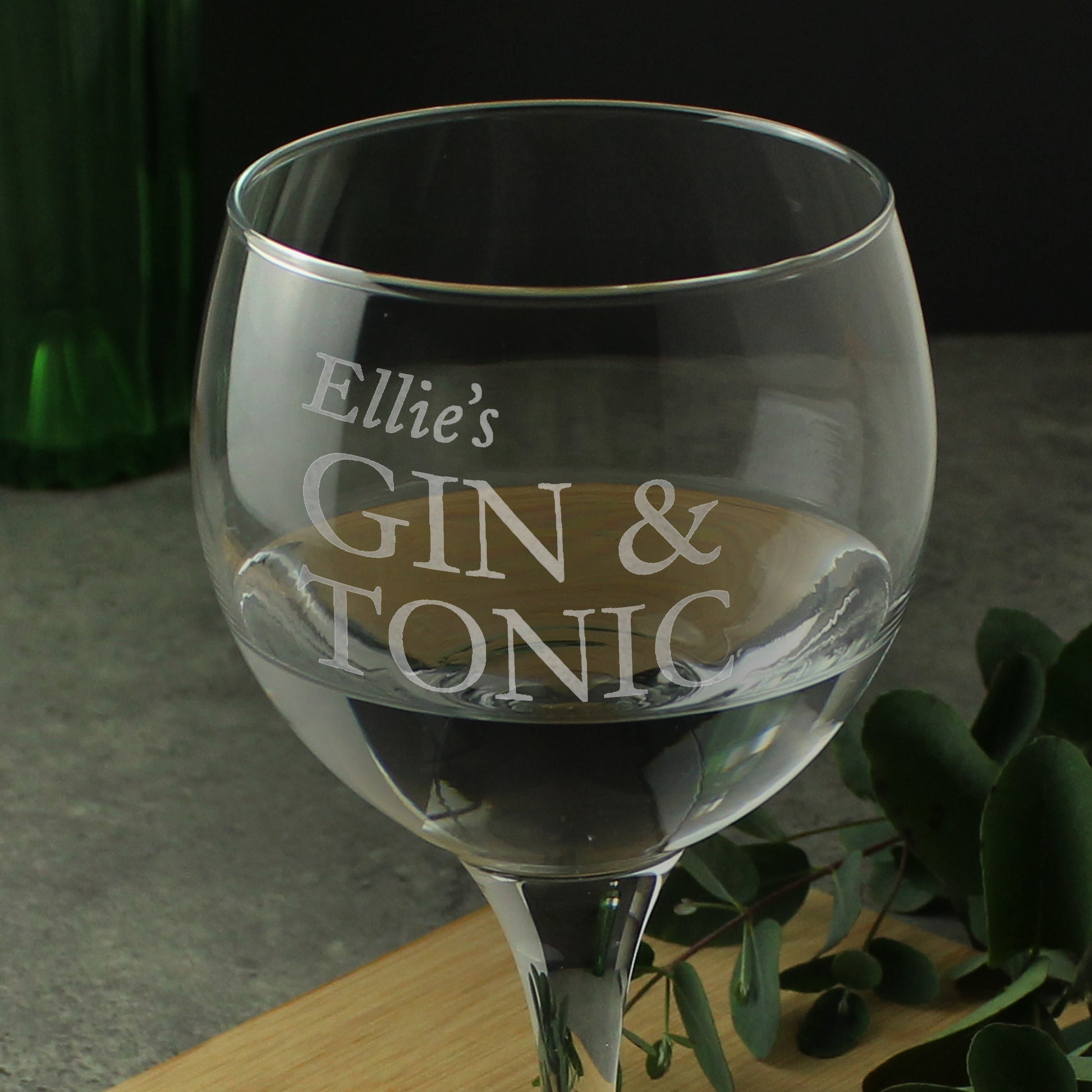 Personalised Gin & Tonic Balloon Glass with Gin Miniature Set - MK&JD Gifts