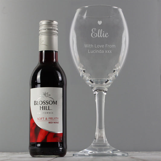 Personalised Red Wine & Heart Wine Glass Set - MK&JD Gifts