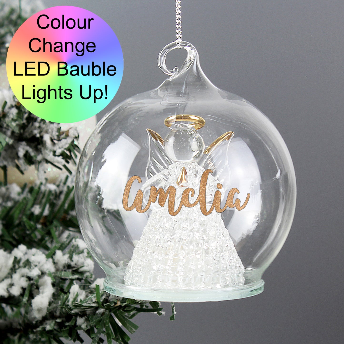 Personalised Christmas LED Angel Bauble - MK&JD Gifts