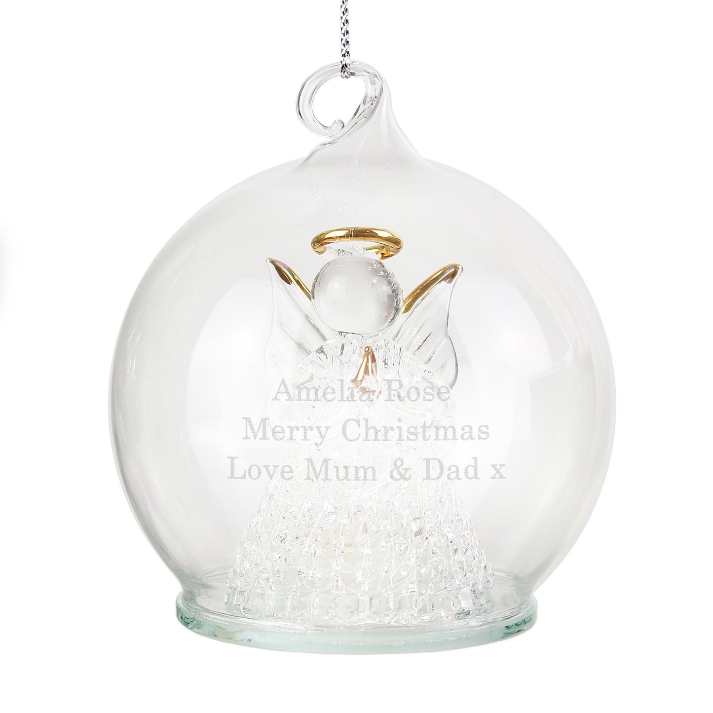 Personalised Christmas Message LED Angel Bauble - MK&JD Gifts